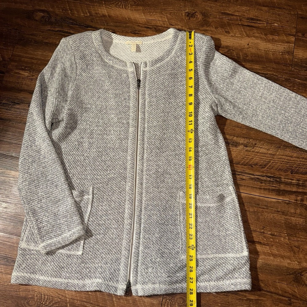 Eileen Fisher Women's Medium Full Zip Organic Cotton Sweater Minimalist - Picture 4 of 6